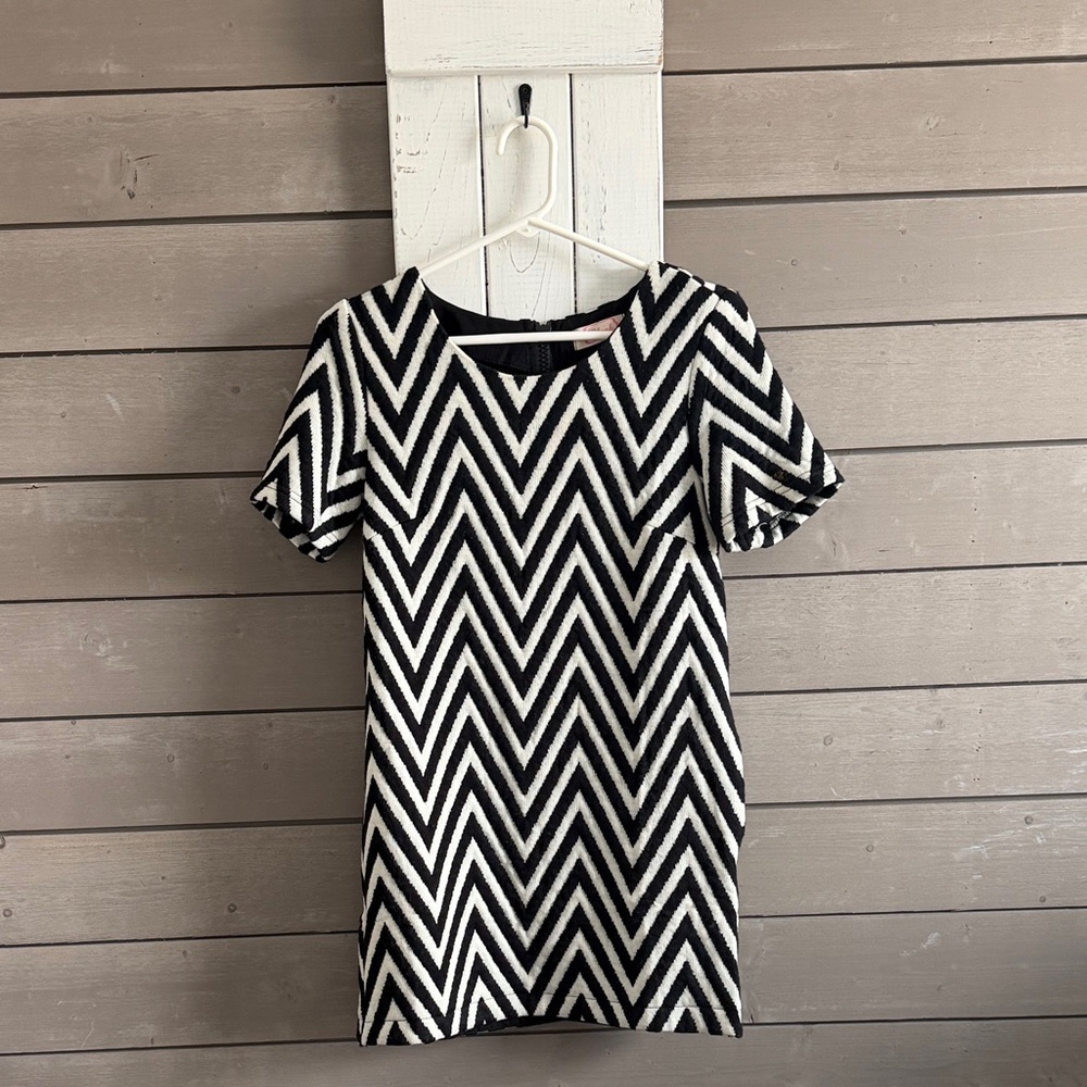 Boutique Black and White Chevron Dress